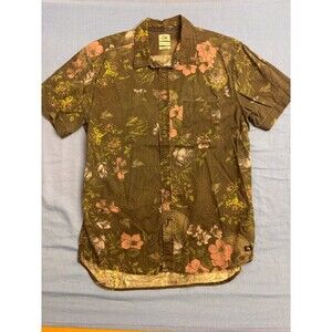 Quiksilver Floral Button Up Shirt Men's Size M Brown